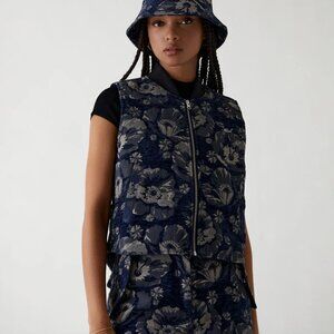 Kith Women Bryn Chenille Poppy Vest - Small - Blue Black Floral